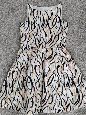 Girls Crazy 8 Sleeveless Dress White Black & Gold Size 12